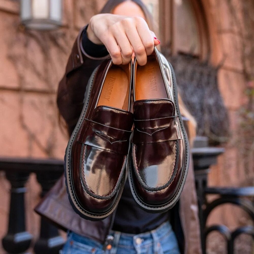 Burgundy Thursday "Penny" Loafer with Lug Sole 8.5